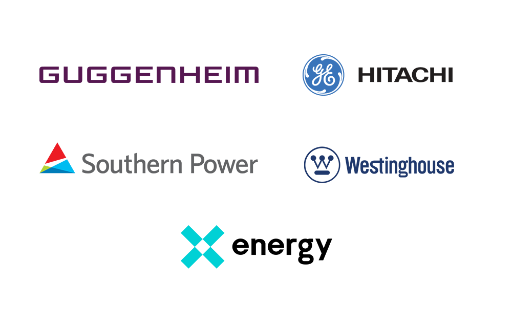 Guggenheim, GE Hitachi Nuclear Energy, Southern Power, Westinghouse and X-energy logos
